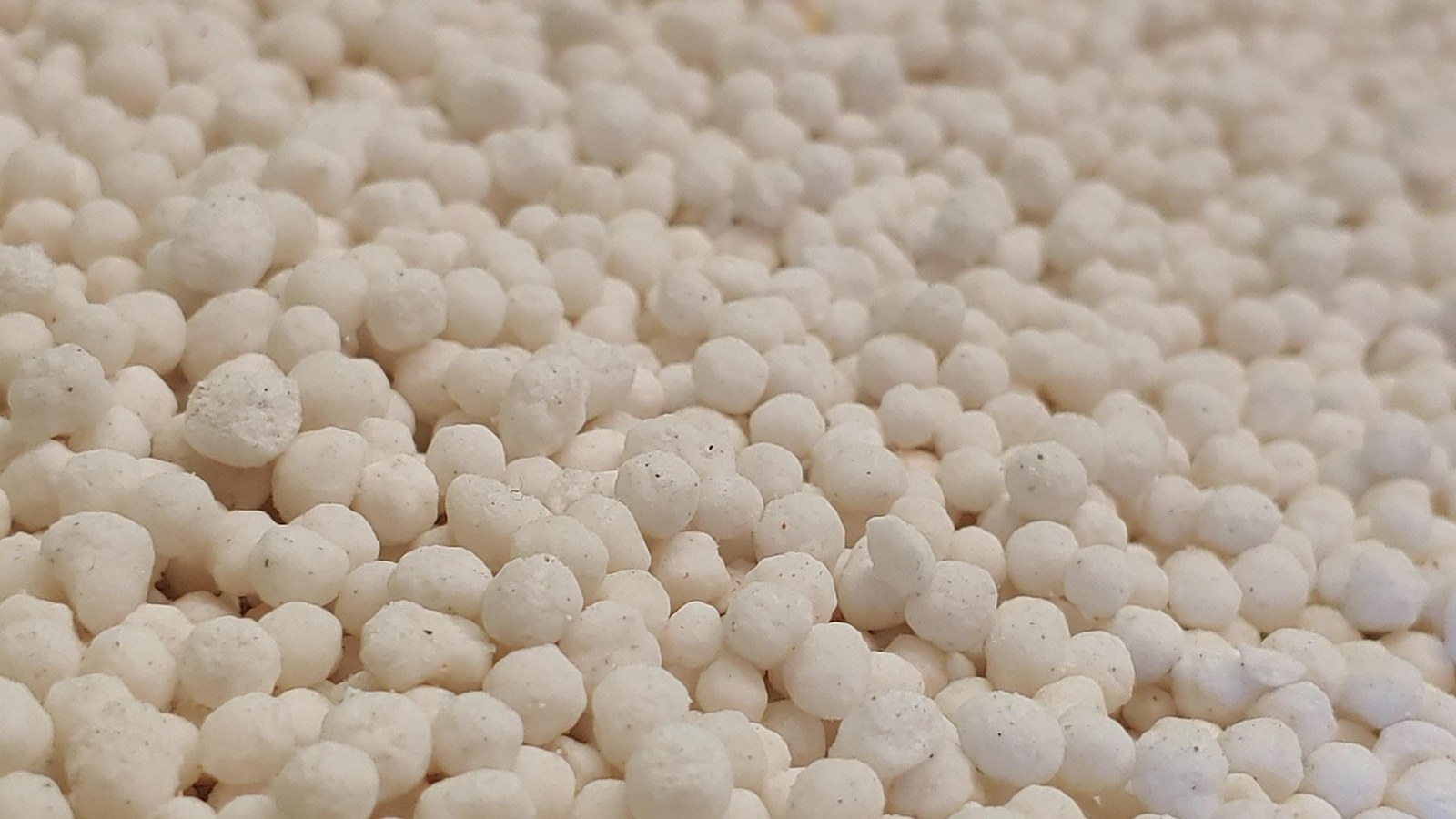 Close-up of manufactured granular fertiliser pellets