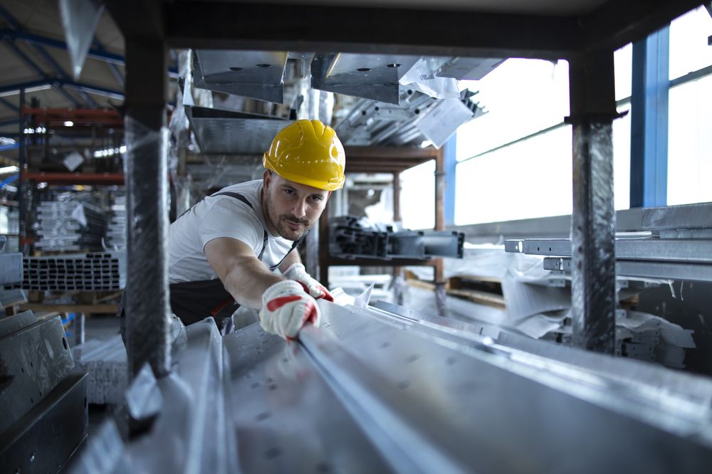 Steel material in a production warehouse