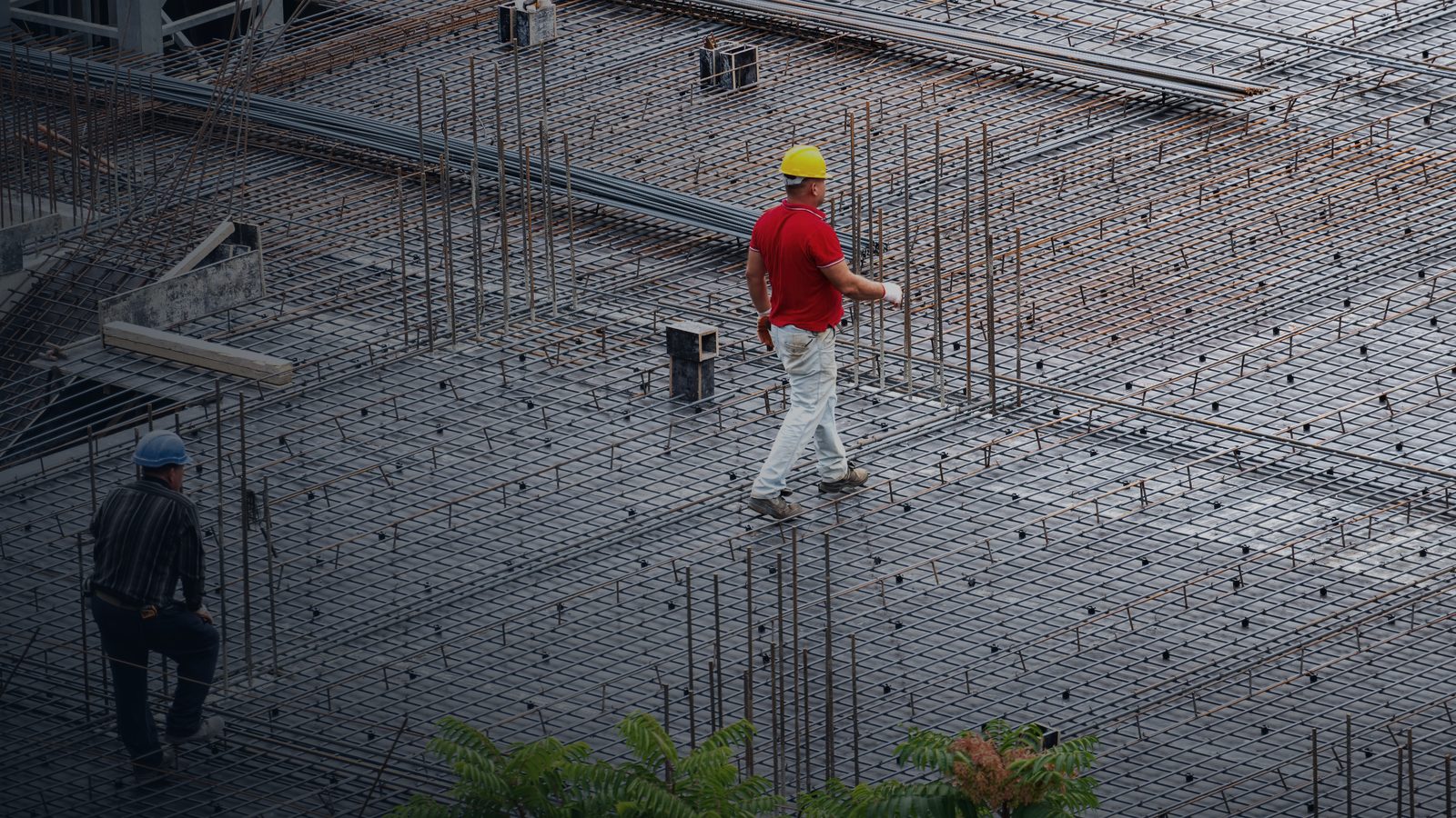 Reinforcement mesh laid for a concrete substructure pour
